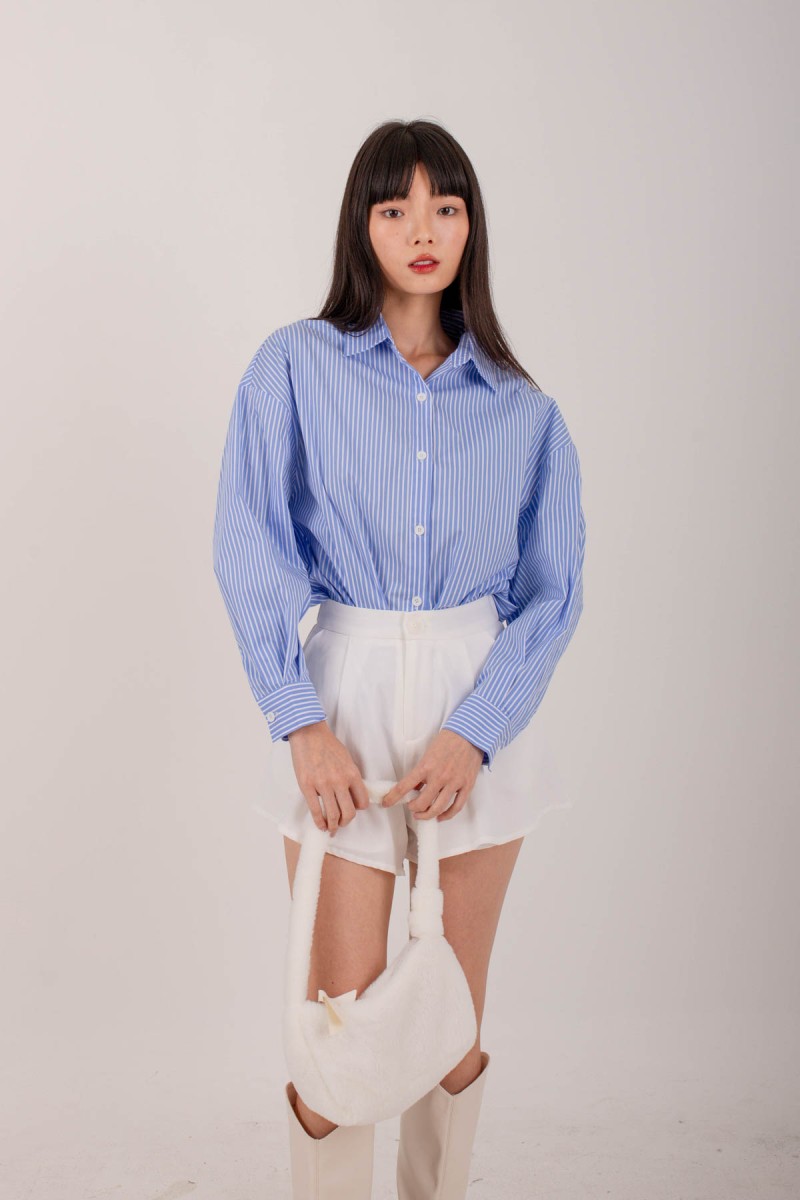 RESTOCK4: Erin Pleated Flare Shorts in White