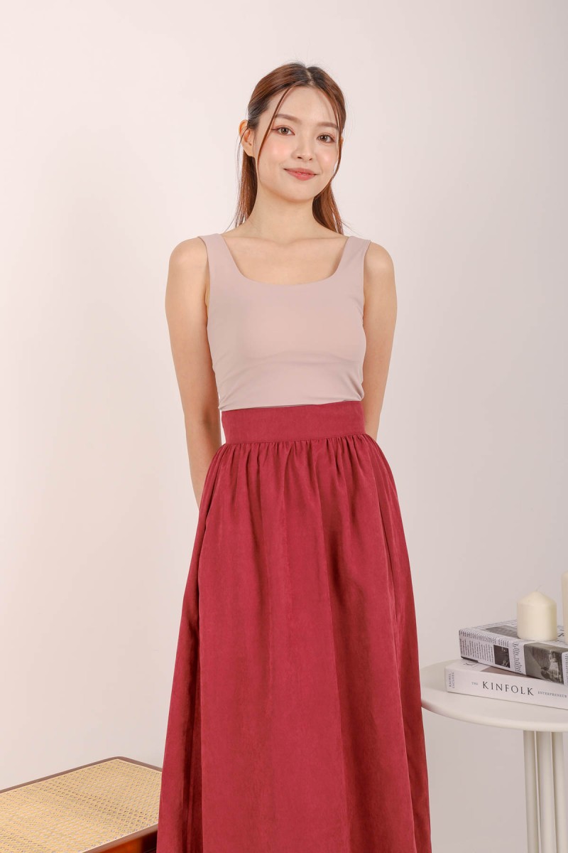 RESTOCK: Elicia Maxi Skirt in Wine