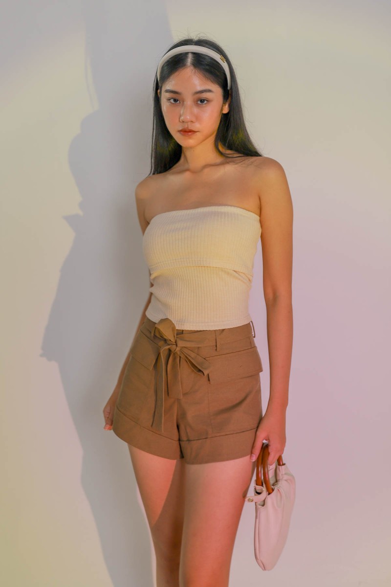 Blake Cargo Belted Shorts in Mocha