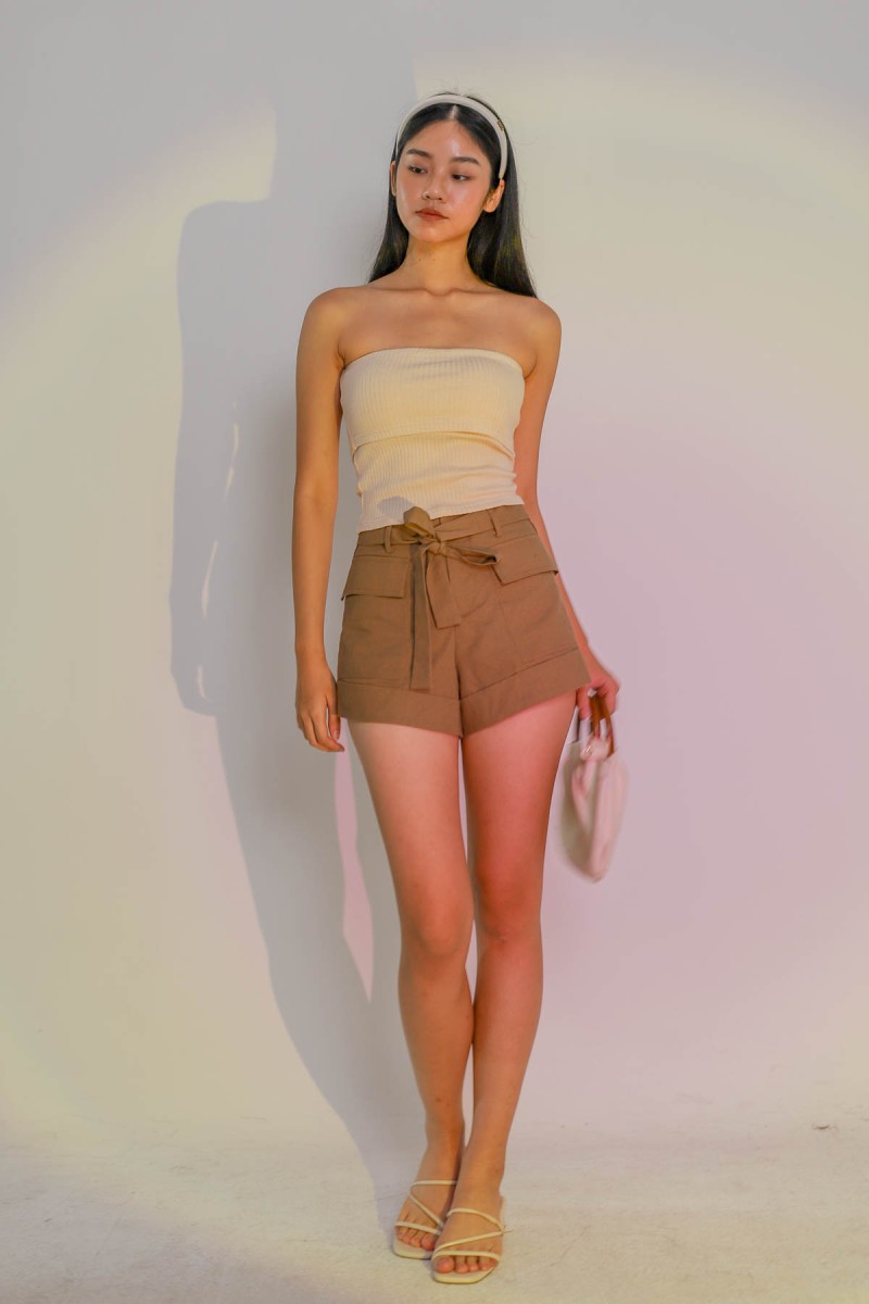 Blake Cargo Belted Shorts in Mocha