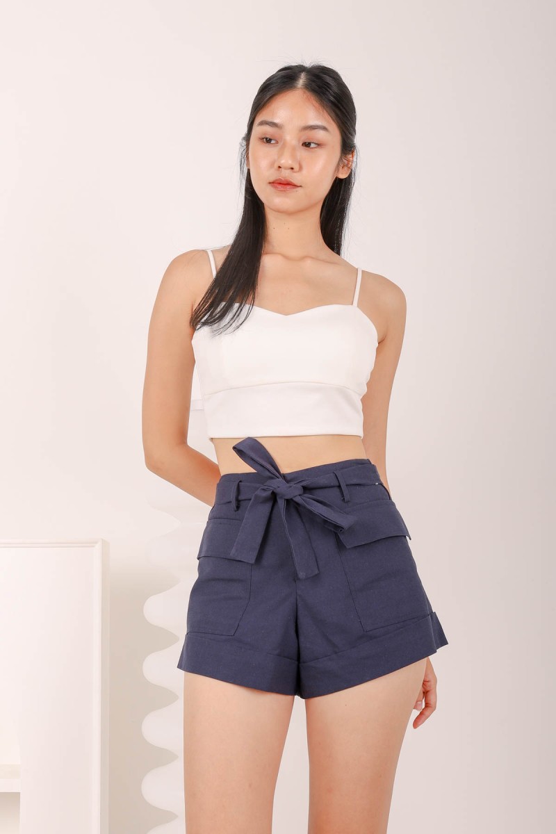 Blake Cargo Belted Shorts in Navy