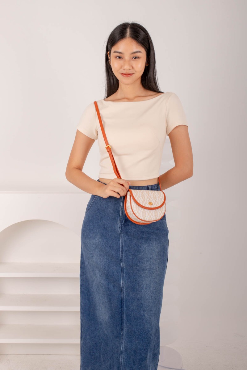 Kendall Padded Boat Neck Top in Cream