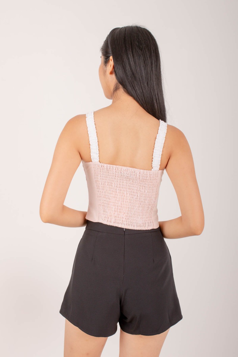 Bibi Houndstooth Ribbon Top in Pink