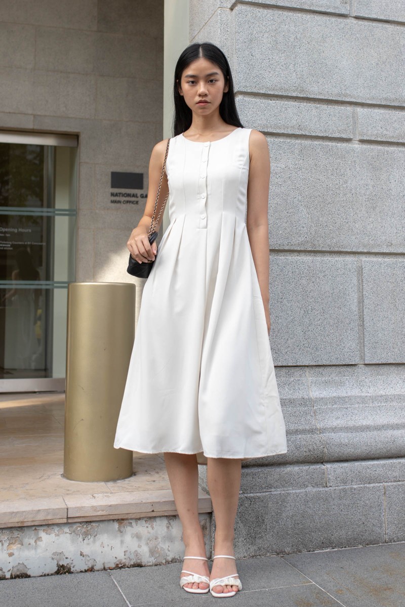 Lennon Button Down Dress in Cream