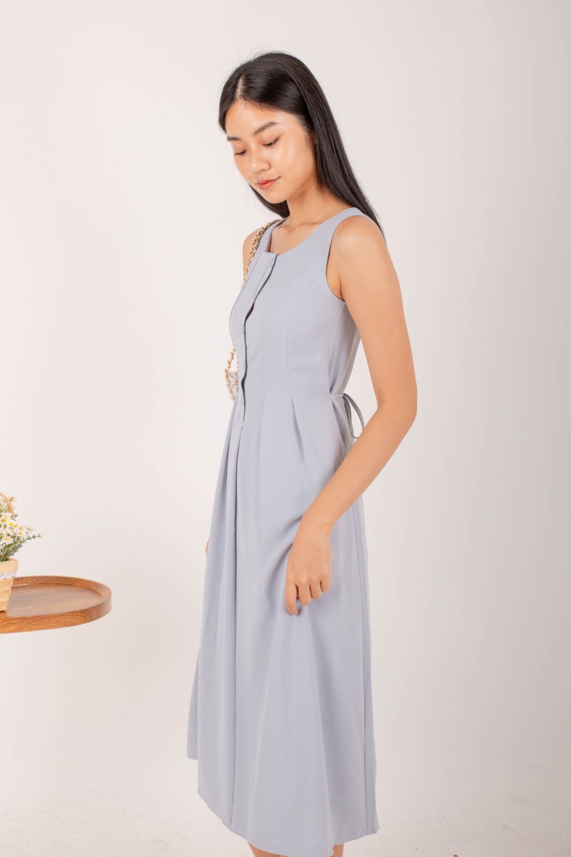 Lennon Button Down Dress in Blue