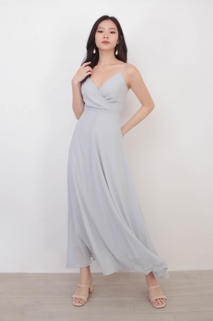 RESTOCK10: Yasmin Wrap Maxi Dress in Grey