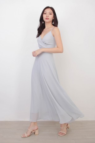 RESTOCK10: Yasmin Wrap Maxi Dress in Grey