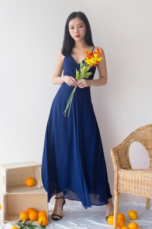 RESTOCK10: Yasmin Wrap Maxi Dress in Navy