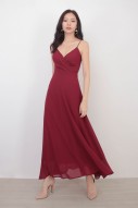 RESTOCK10: Yasmin Wrap Maxi Dress in Wine Red