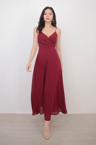 RESTOCK10: Yasmin Wrap Maxi Dress in Wine Red