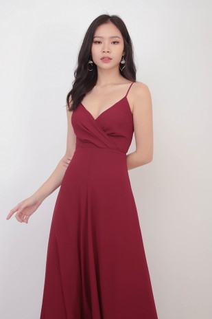 RESTOCK10: Yasmin Wrap Maxi Dress in Wine Red