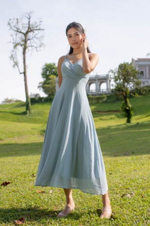 RESTOCK10: Yasmin Wrap Maxi Dress in Sky