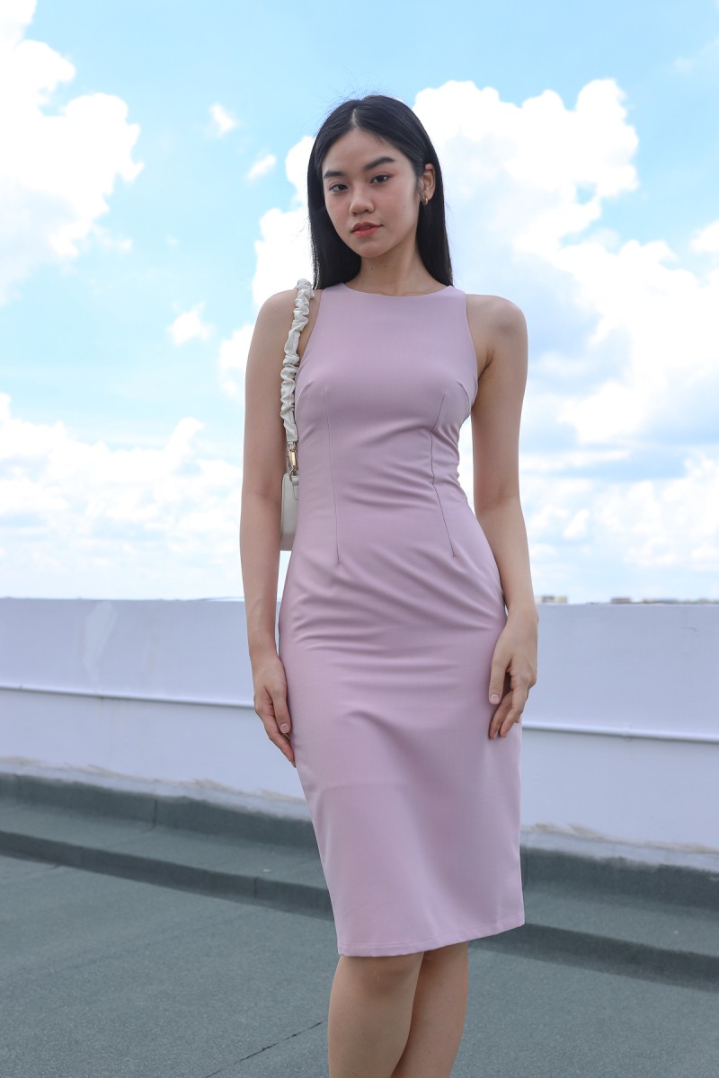 RESTOCK3: Brixton Racer Work Midi Dress in Blush