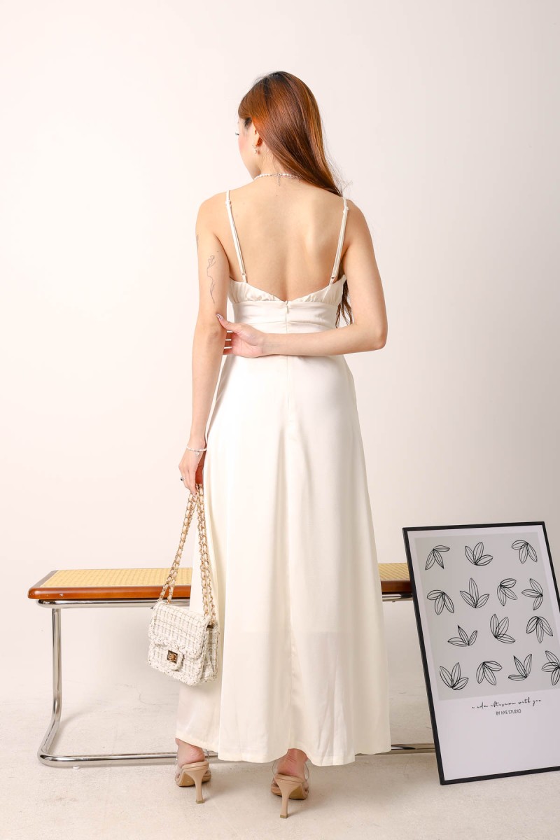 Christina Satin Maxi Dress in White