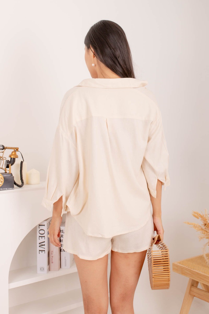 Callista Linen Everyday Blouse in Cream