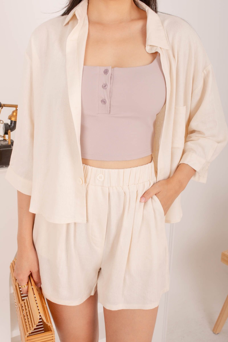 Callista Linen Everyday Blouse in Cream