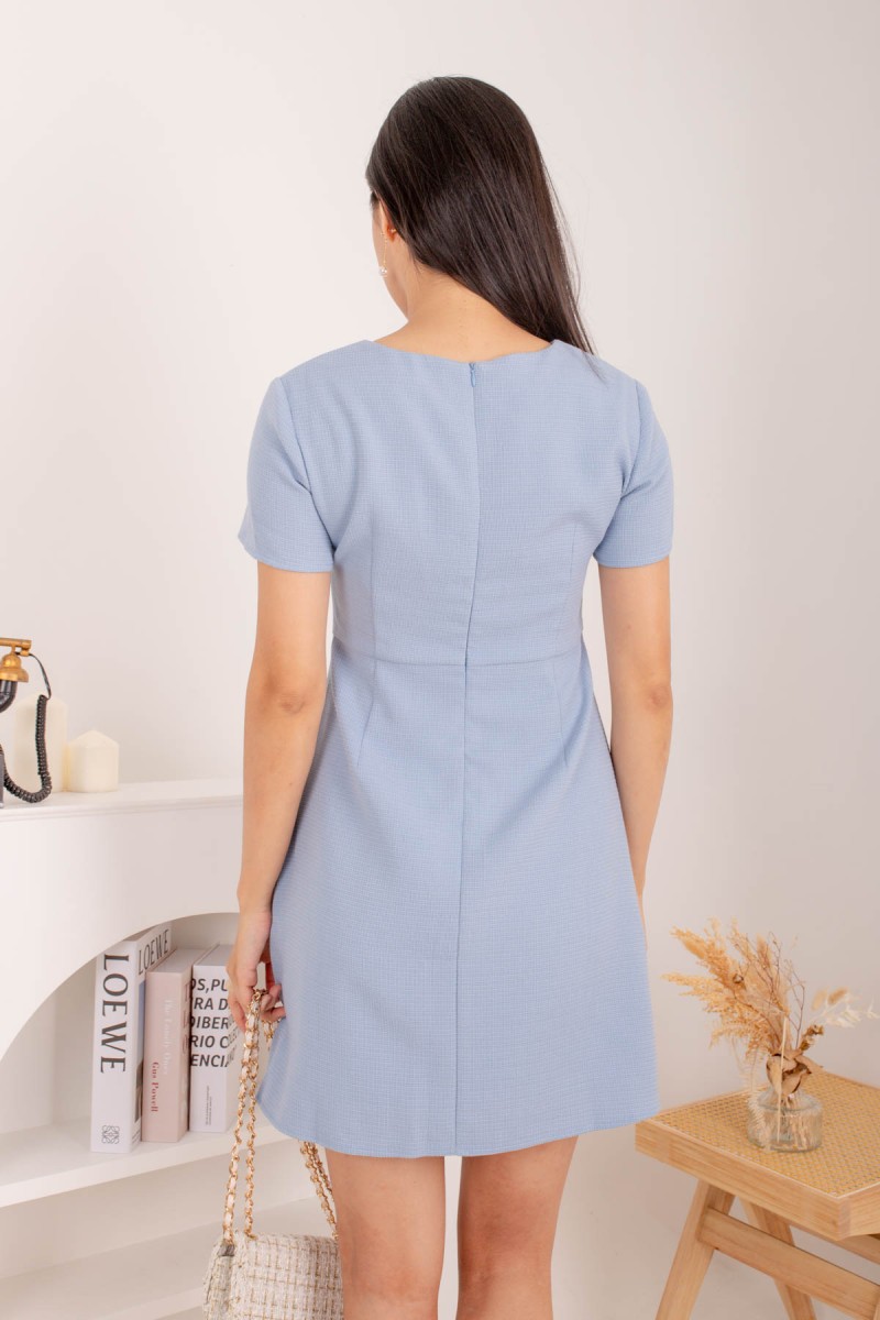 Baie Button Down Dress in Blue