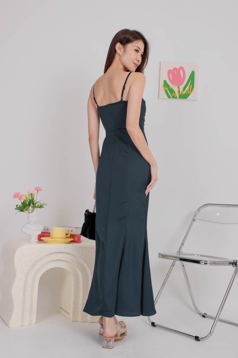 BACKORDERS4: Hadlene Ruched Mermaid Dress in Dark Teal