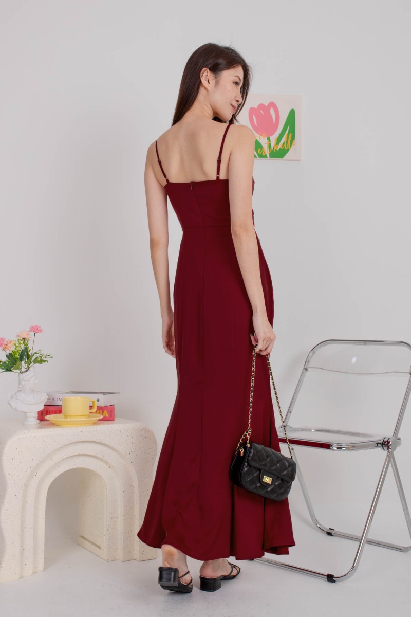 BACKORDERS4: Hadlene Ruched Mermaid Dress in Wine