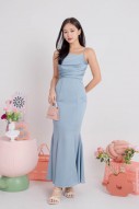 BACKORDERS4: Hadlene Ruched Mermaid Dress in Blue