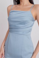 BACKORDERS4: Hadlene Ruched Mermaid Dress in Blue