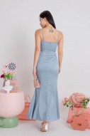 BACKORDERS4: Hadlene Ruched Mermaid Dress in Blue