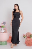 BACKORDERS4: Hadlene Ruched Mermaid Dress in Black