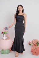 BACKORDERS4: Hadlene Ruched Mermaid Dress in Black