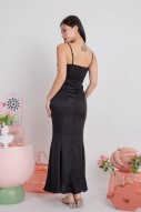 BACKORDERS4: Hadlene Ruched Mermaid Dress in Black