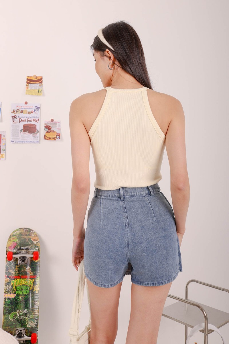 Glow Up Denim Skorts in Light-Wash