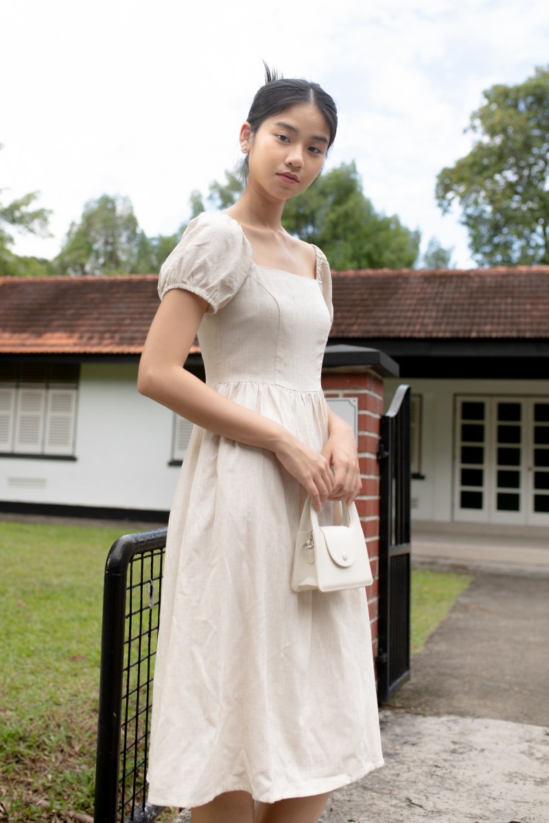 *PREORDER* Nia Puffed Sleeve Maxi Dress in Cream