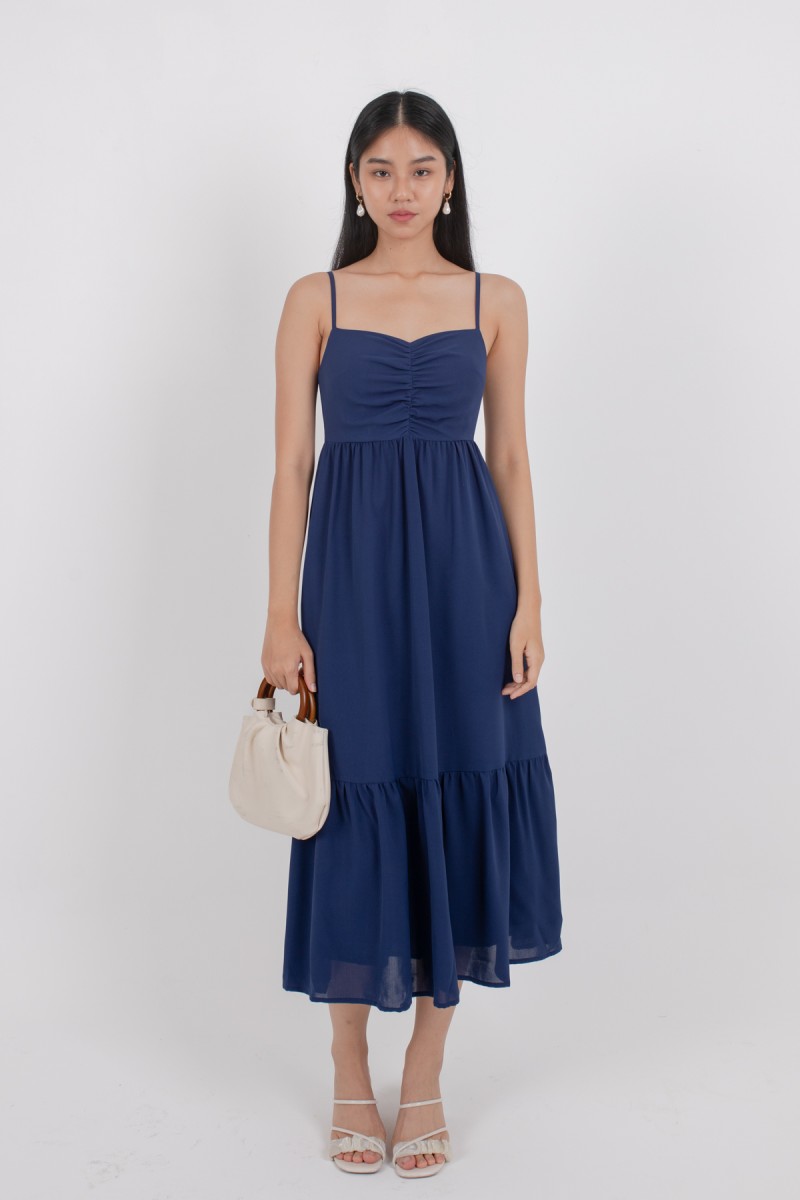 Mishti Empire Tiered Maxi Dress in Navy