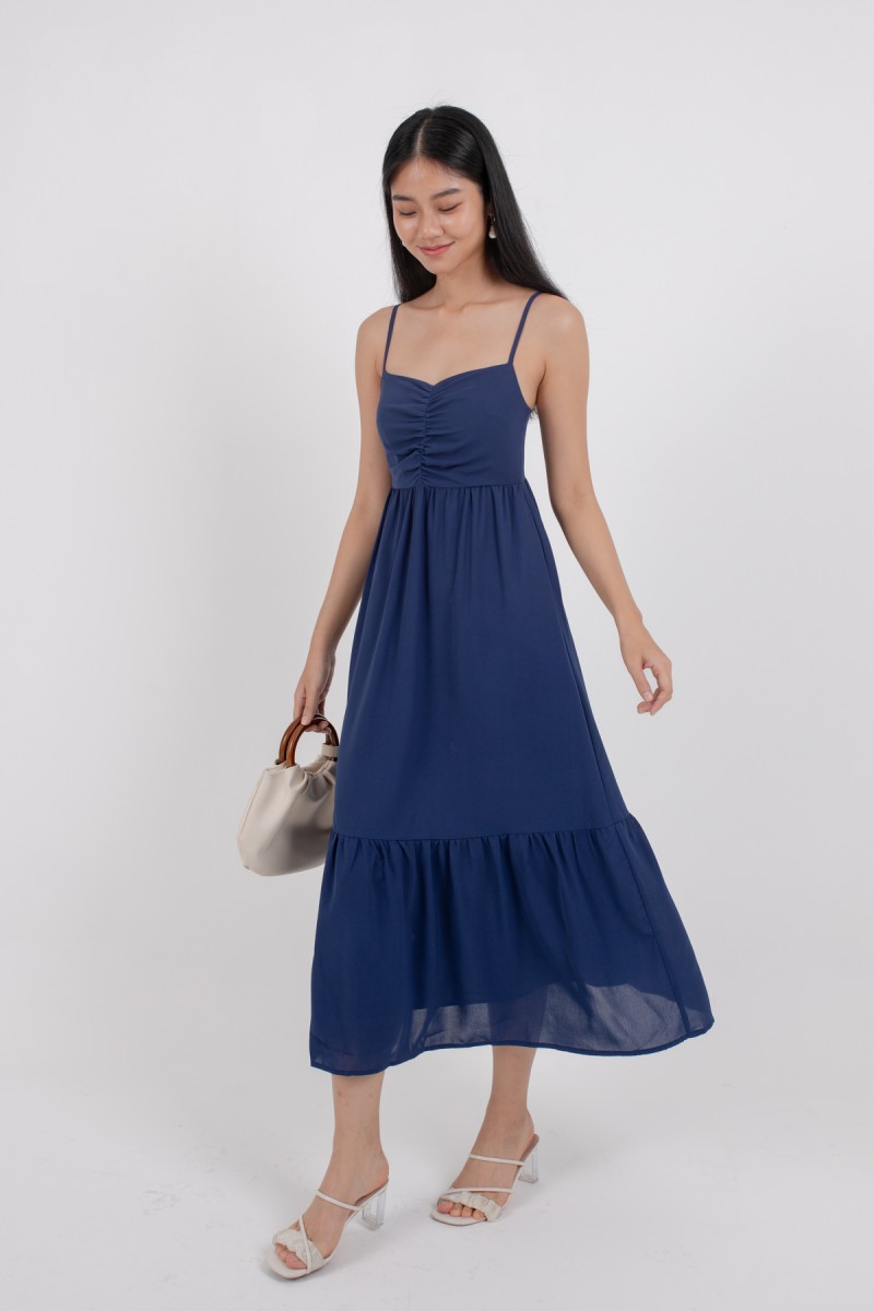 Mishti Empire Tiered Maxi Dress in Navy