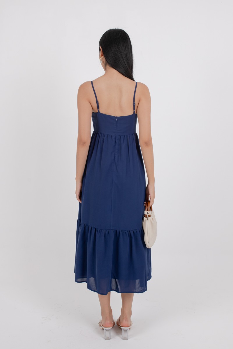 Mishti Empire Tiered Maxi Dress in Navy