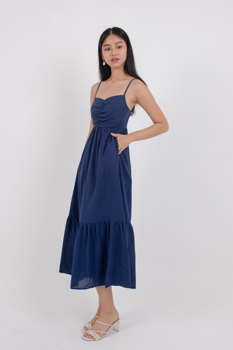 Mishti Empire Tiered Maxi Dress in Navy