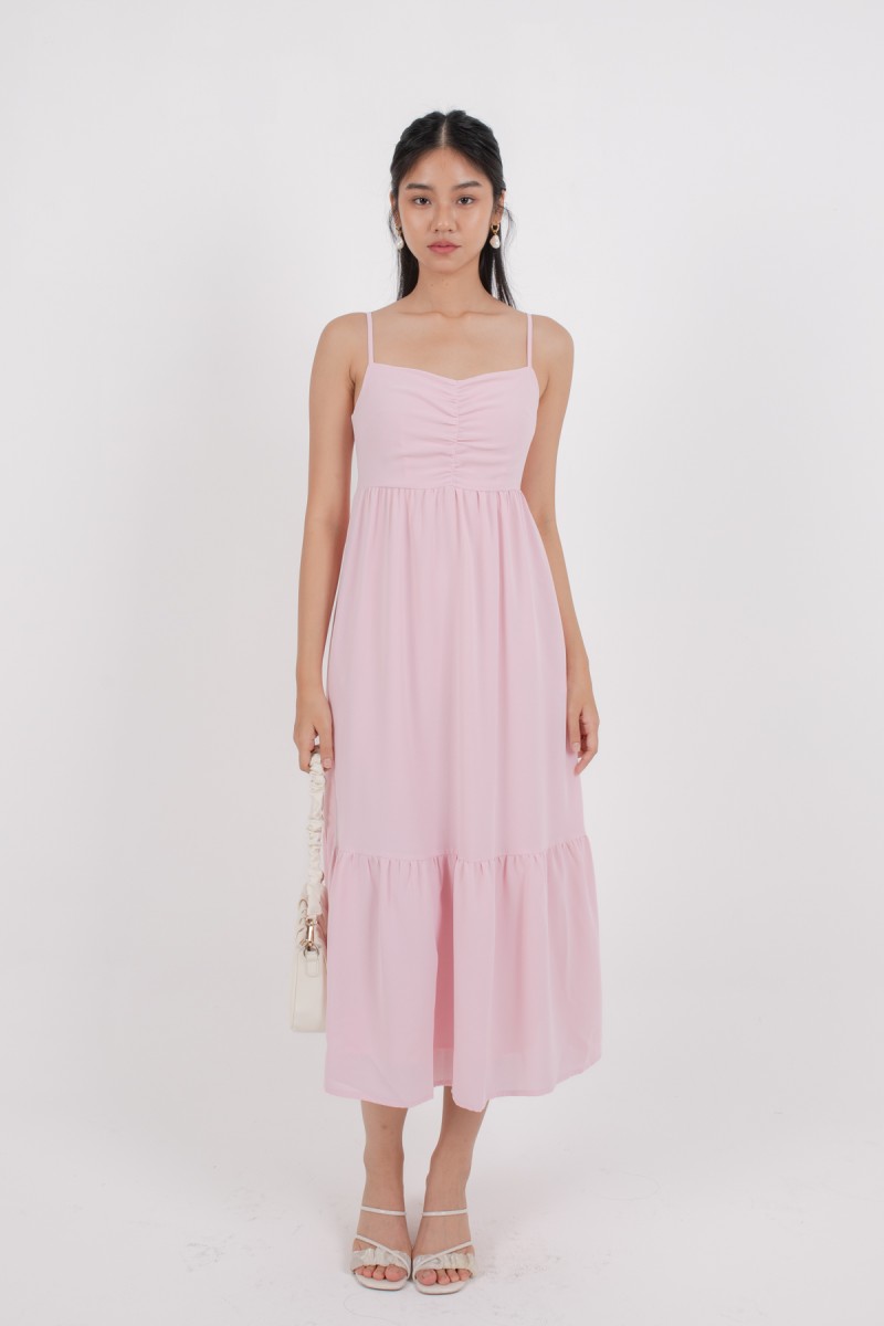 Mishti Empire Tiered Maxi Dress in Pink