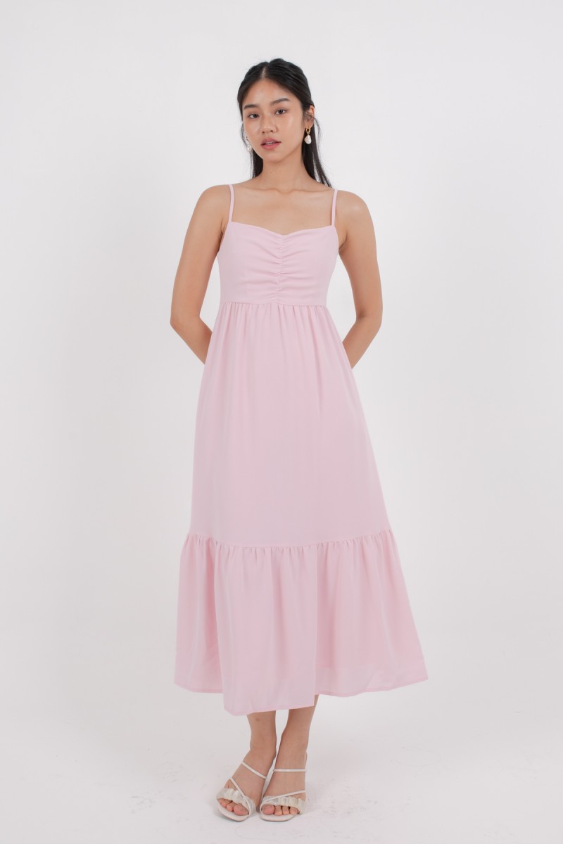 Mishti Empire Tiered Maxi Dress in Pink