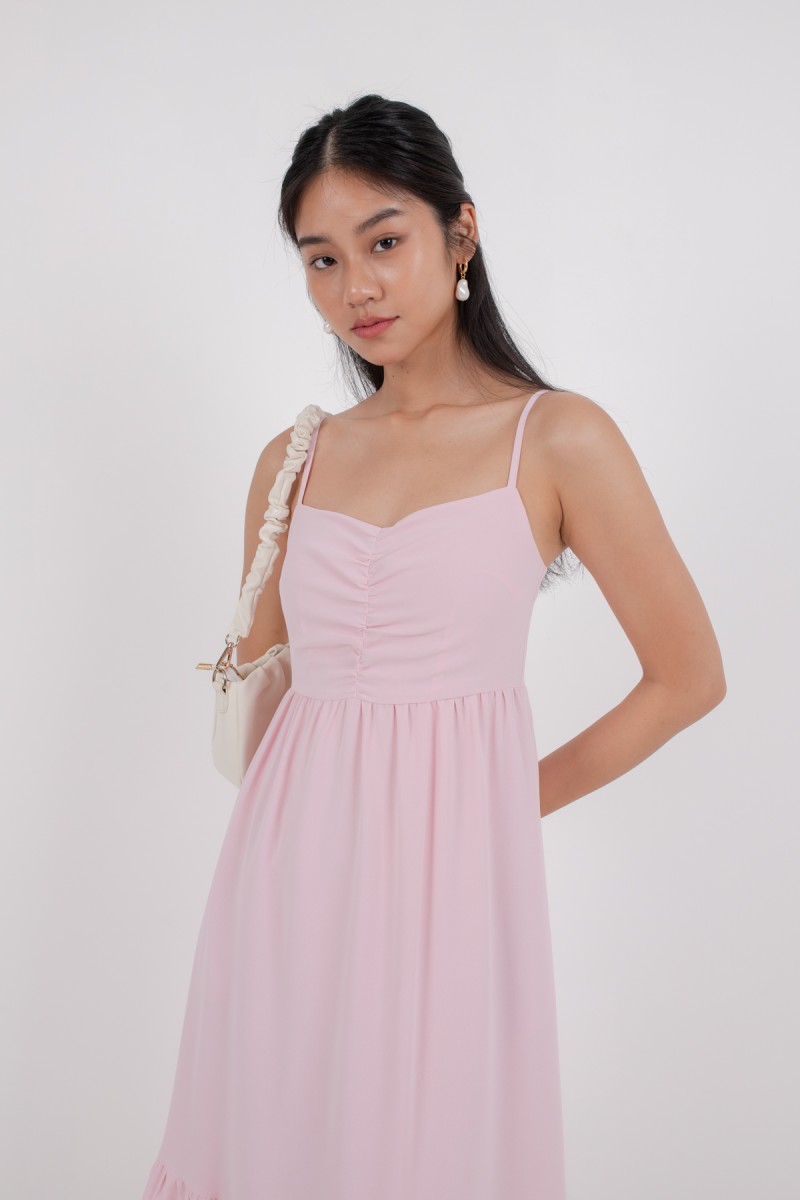 Mishti Empire Tiered Maxi Dress in Pink