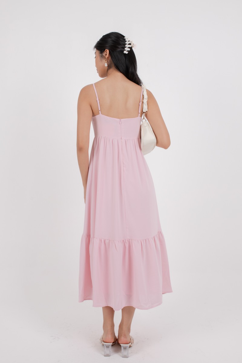 Mishti Empire Tiered Maxi Dress in Pink