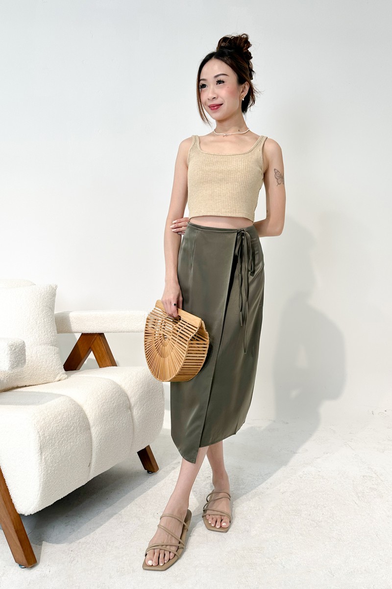 Melodia Wrap Skirt in Olive