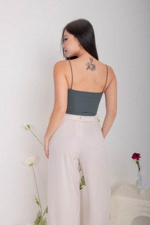 RESTOCK7: Niko Padded Basic Top in Slate Blue