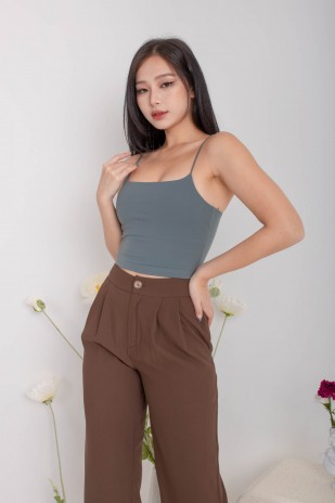 RESTOCK8: Niko Padded Basic Top in Slate Blue