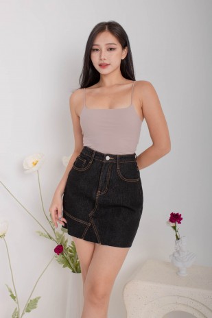 RESTOCK8: Niko Padded Basic Top in Taupe