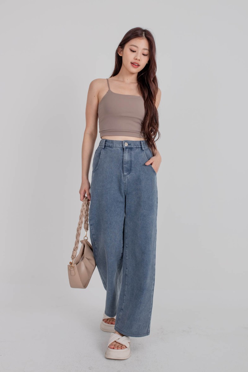 RESTOCK7: Niko Padded Basic Top in Dark Taupe