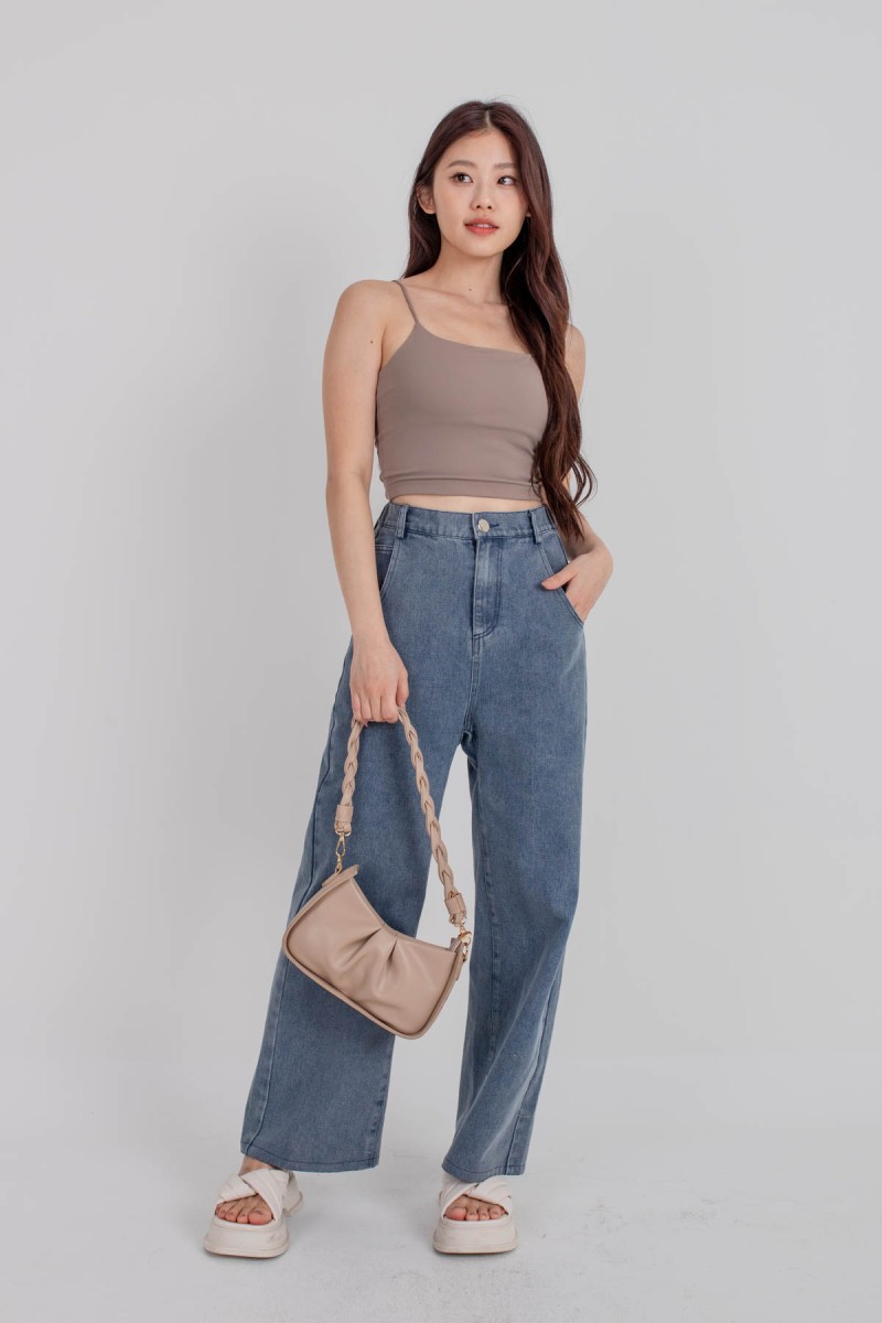 RESTOCK5: Niko Padded Basic Top in Dark Taupe