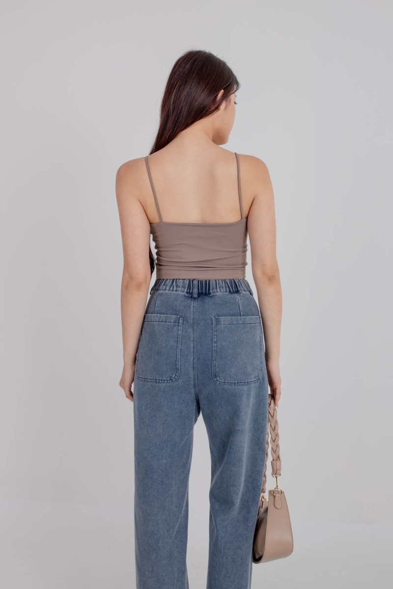 RESTOCK7: Niko Padded Basic Top in Dark Taupe