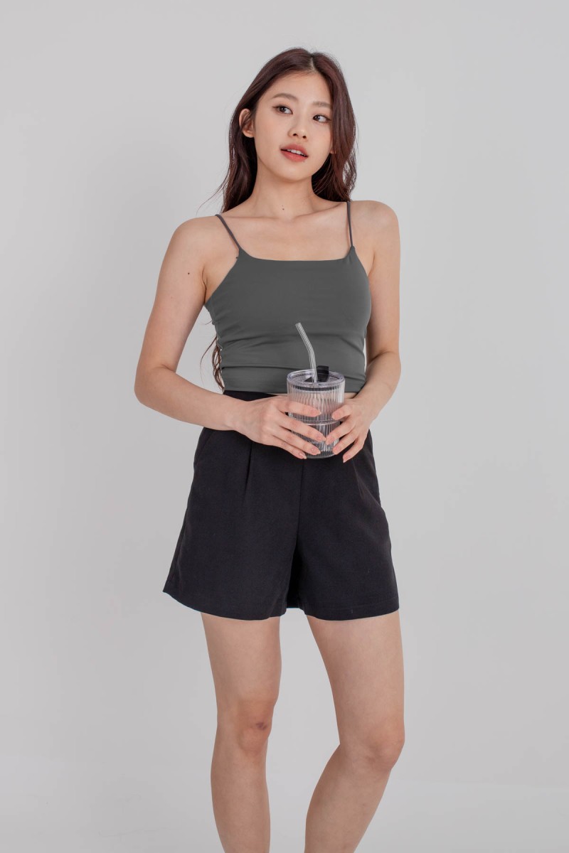 RESTOCK4: Niko Padded Basic Top in Gunmetal