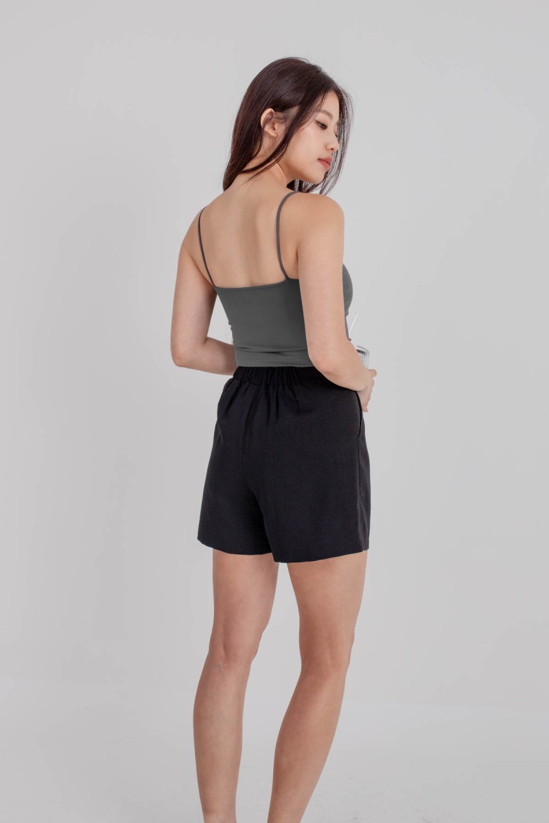 RESTOCK4: Niko Padded Basic Top in Gunmetal