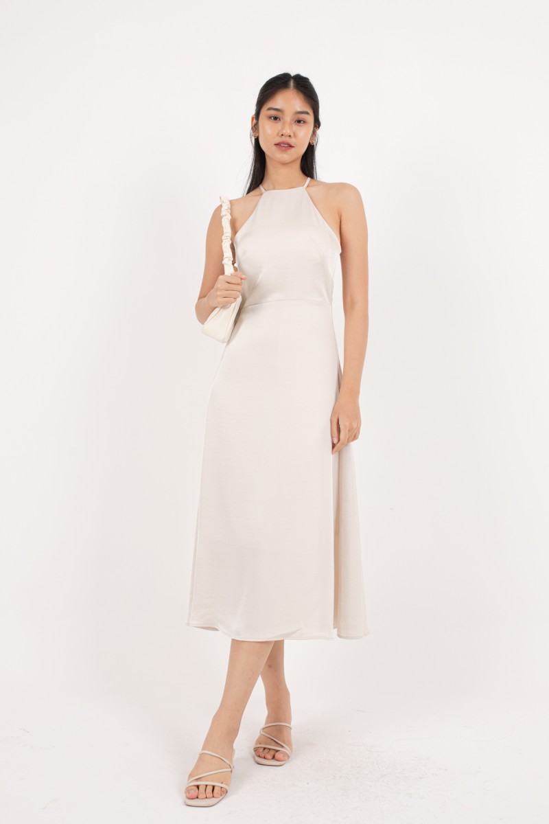 Cici Cross Back Maxi Dress in Champagne