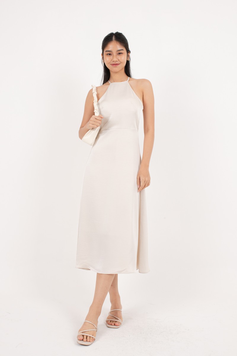 Cici Cross Back Maxi Dress in Champagne